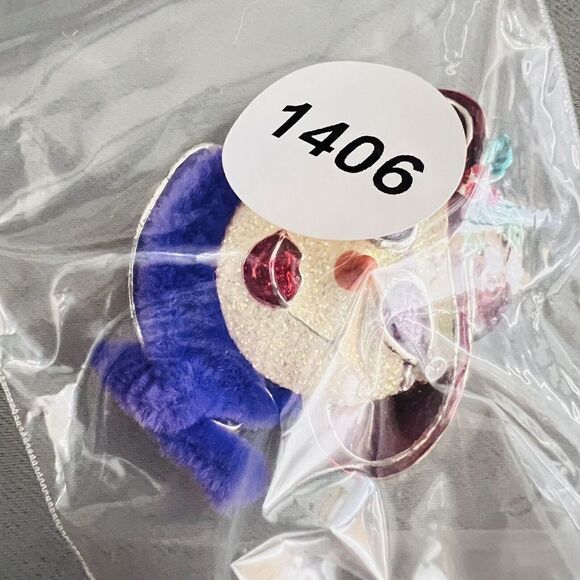 Vintage Red Hat Society Lady Snowman Fluffy Purple Scarf Lapel Pin Brooch 1406 - Picture 7 of 7